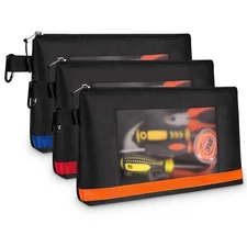 13" Tool Pouches with Zipper, Heavy Duty Small Tool Bag with Visible Window, ...