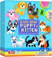 KRAFUN Easy Sewing Kit for Beginner Kids Arts  Crafts, 8 Easy DIY Projects of S