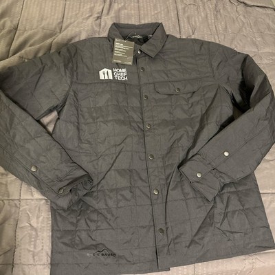 NEW Eddier Bauer Shirt Jac Lightweight Snap Puffer Jacket  Gray Medium / *LOGO
