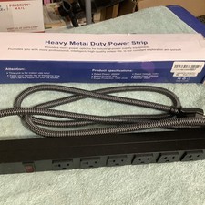 Heavy Duty Metal Power Strip 20 Amp, High Amp Surge Protector 6 Outlet, 20Amp