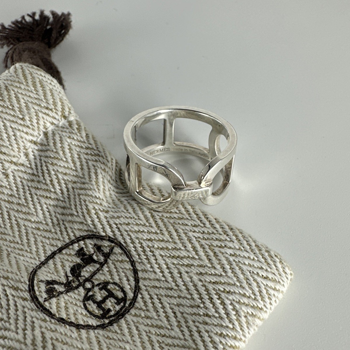 HERMÈS Chaine d'ancre Ring Sterling Silver Med Sz 8 | eBay