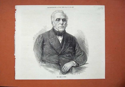 Original Old Antique Print 1871 Portrait Man M. Auber Taylor 19th