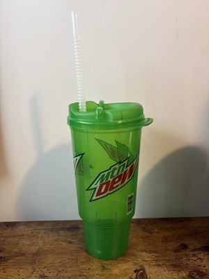 Mountain Dew Plastic 32oz Tumbler Cup Mug With Straw / NEW