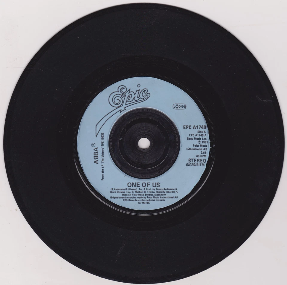 ABBA - One Of Us (Epic 1981) 7" vinyl single VG/VG - Image 3 of 4