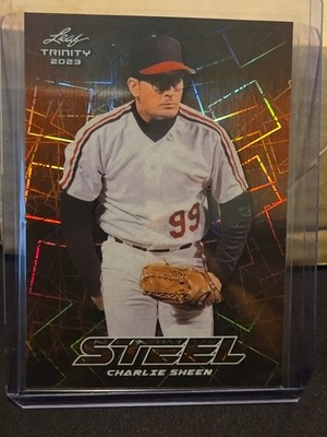 Ricky''Wild Thing'' Vaughn 2023 Leaf Trinity Steel #S-13 Red Laser