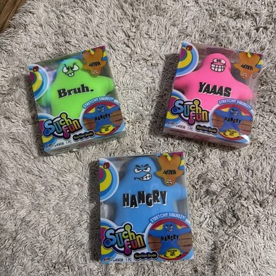 NEW JA-RU Suction Dude Stretchy Toy Set of 3 Bruh Hangry Yaaas Fidget...
