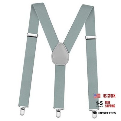 AOMIG Men's Braces with Strong Metal Clips, 3.5cm Wide 3 Clips-y Shape-grey