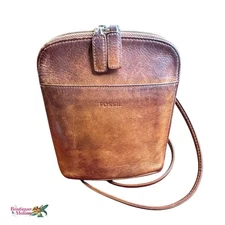 Fossil Brown Crossbody Small Opens Wide Zip Closure