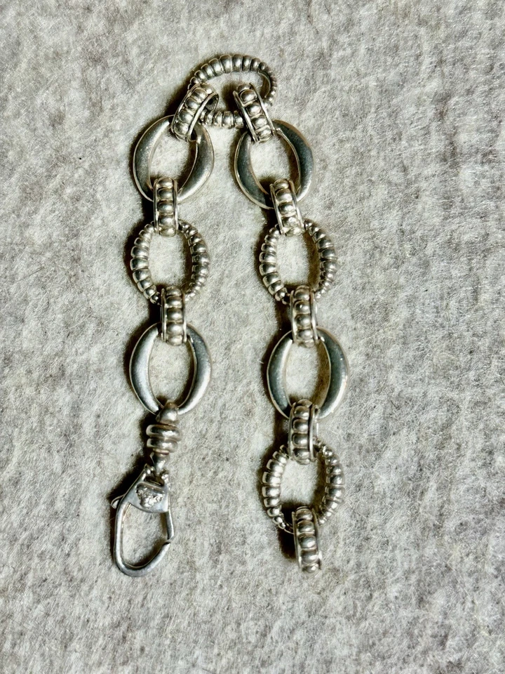 "Brazalete de eslabones lisos y estriados ovalados de caviar de plata 925 Lagos lote de 7,5"" #75" Foto 2 de 4