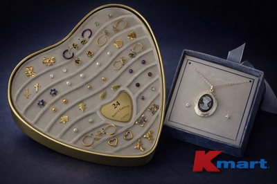 #ad Vintage Kmart Jewelry Gift Set – 24 Pair Earring Heart Case amp; Cameo Necklace $19.98