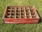 Vintage Weathered COCA-COLA Red Wooden 24 Bottle Crate Carrier Box