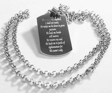 PSALM 23  THICK  NECKLACE  DOG TAG STAINLESS STEEL ROLO CHAIN PRAYER MEMORIAL