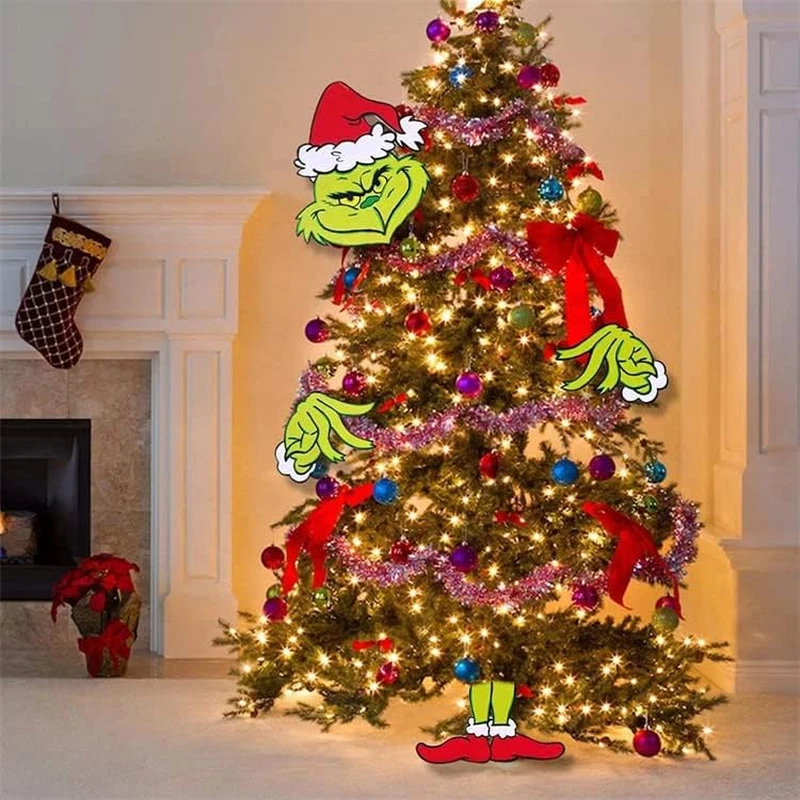 Grinch Decor for Christmas Tree,Grinch Topper Christmas Xmas Tree Decoration