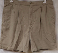 Wrangler Comfort Flex Series Mens 38 Beige Chino Khaki Pleated Shorts 8" Inseam