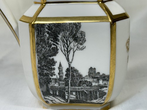 (3 Piece) G D & CIE AVENIR LIMOGES FRANCE 4-Cup TEA SET w/Landscapes & Gold - Picture 9 of 17
