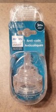 Philips AVENT Anti-Colic Baby Bottle Flow 3 Nipple, 3 Months 4 PACK SEALED