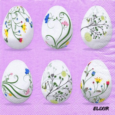 2 Serviettes en papier Pâques Lapin Fleurs Paper Napkins Easter