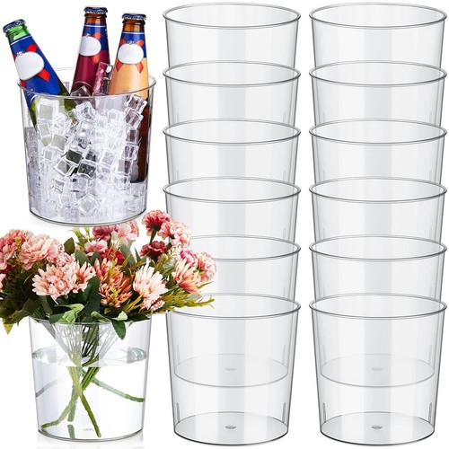 Plastic Ice Bucket Clear Flower Vases 6L Large Champagne Beer Buckets Classic...