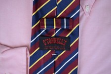 O'Connell's x Robert Jensen Burgundy w/Navy/Yellow/White Repp Stripe Tie NWOT