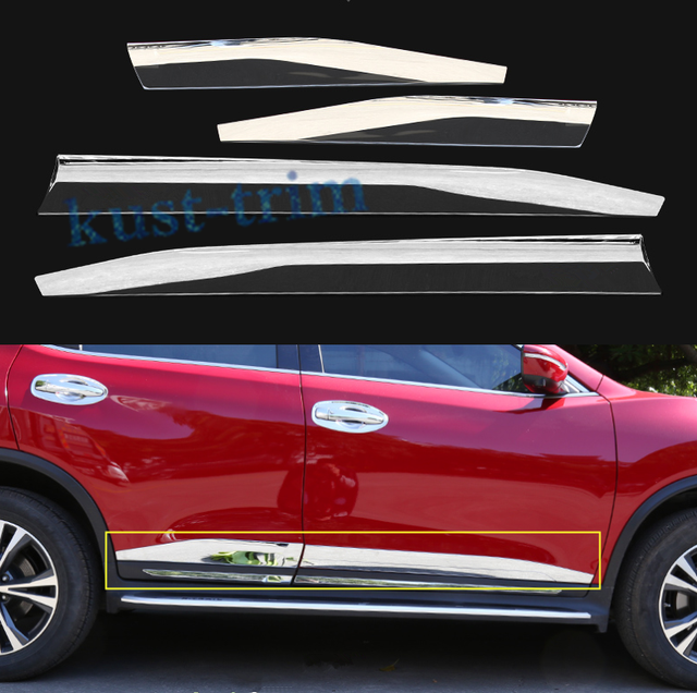 Chrome Body Side Door Molding Cover Trim For 2021 2022 Nissan Rogue X