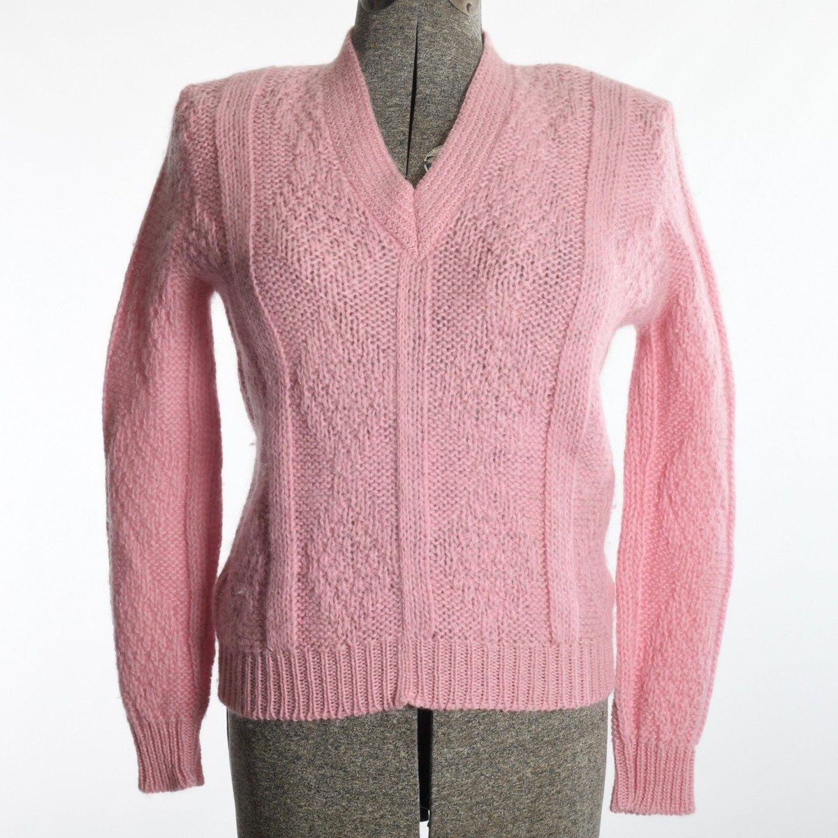 Vintage 1960s Medium Pink Diamond Knit Mohair Wool Sweater | eBay