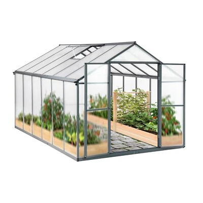 GEGADEN 8,59m²-ALU Gewächshaus Treibhaus Frühbeet Pflanzenhaus mit Fundament - Doppeltür