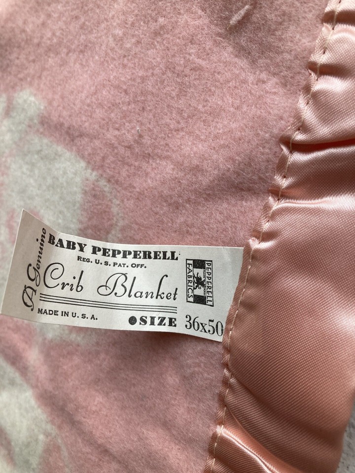 Vintage Baby Pepperell Crib Blanket Pink White Teddy Beat NOS eBay