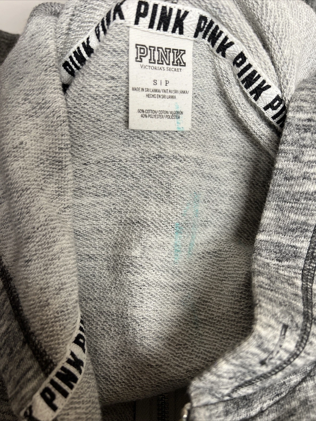 UNDERCOVER FELPA CON CAPPUCCIO VICTORIA'S SECRET ROSA FLOREALE FULL ZIP GRIGIO MARMO S