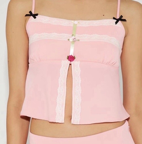 Betsey Johnson X Forever 21 Rosette Cami Tank Top Tee Pink Bow New Size Medium M - Picture 5 of 16