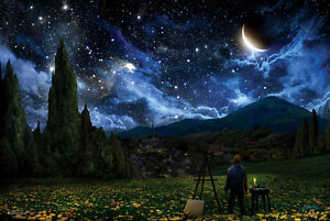 Starry Night Fantasy Art Poster 24x36 Stars Sky Space Moon Ebay