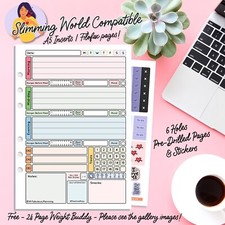 Food Diary A5 Filofax Inserts Slimming World Compatible Stickers/12WK DIET Pages
