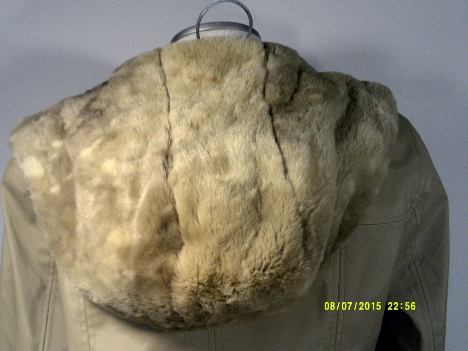 Chaqueta de polivinilo cervatillo liso vintage BLANCO CIERVO para mujer talla L/PIEL SINTÉTICA CON CAPUCHA Foto 3 de 4