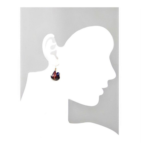 GOLD PLATED CLOISONNE SWAN EARRINGS Blue Love Birds Enamel Hand Painted Pair NEW - Picture 4 of 4