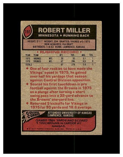 1977 TOPPS FOOTBALL #1-300 YOU PICK SEE PHOTOS OF EVERY CARD STARS *NEW LISTING* - Picture 275 of 433