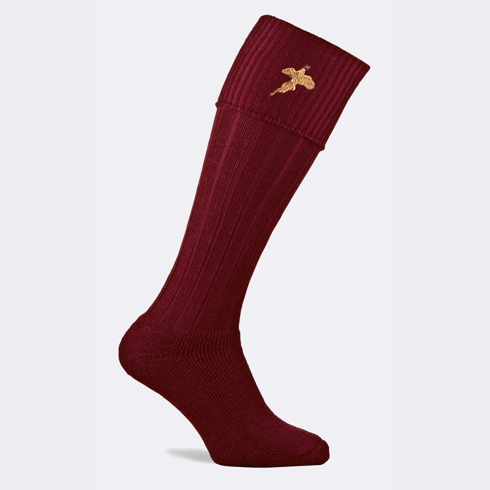NEW! Mens Pennine Premium Wool Stalker Shooting Socks Burgundy Pheasant - UK7-11