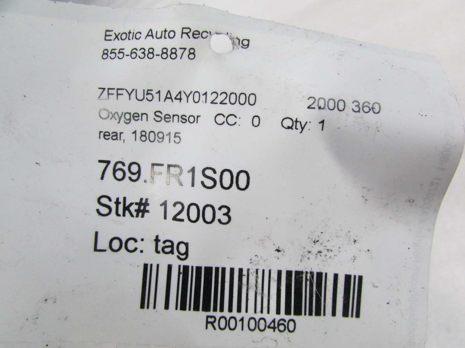 Ferrari 360 430 458 California, Maserati, Rear Oxygen Sensor, Used, P/N 180915