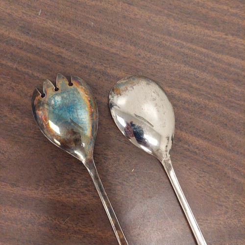 2 Piece Silverplate Salad Serving Spoon & Fork Set Tipped Sheffield England - Picture 5 of 7