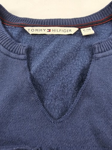 Tommy Hilfiger 2002 Ladies Women's Waist Length Sweatshirt V Neck Size XL Blue - Picture 8 of 15