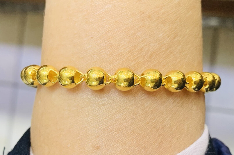 24K Solid Yellow Gold Ball Link Bracelet 11.30GM 7 Inches 24K Solid Yellow Gold Ball Link Bracelet 11.30GM 7 Inches