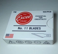 100-PACK EXCEL NO. 11 HOBBY BLADES FOR K1/ K3/ K17/ K18/ K26/ K30/ K71 KNIFE