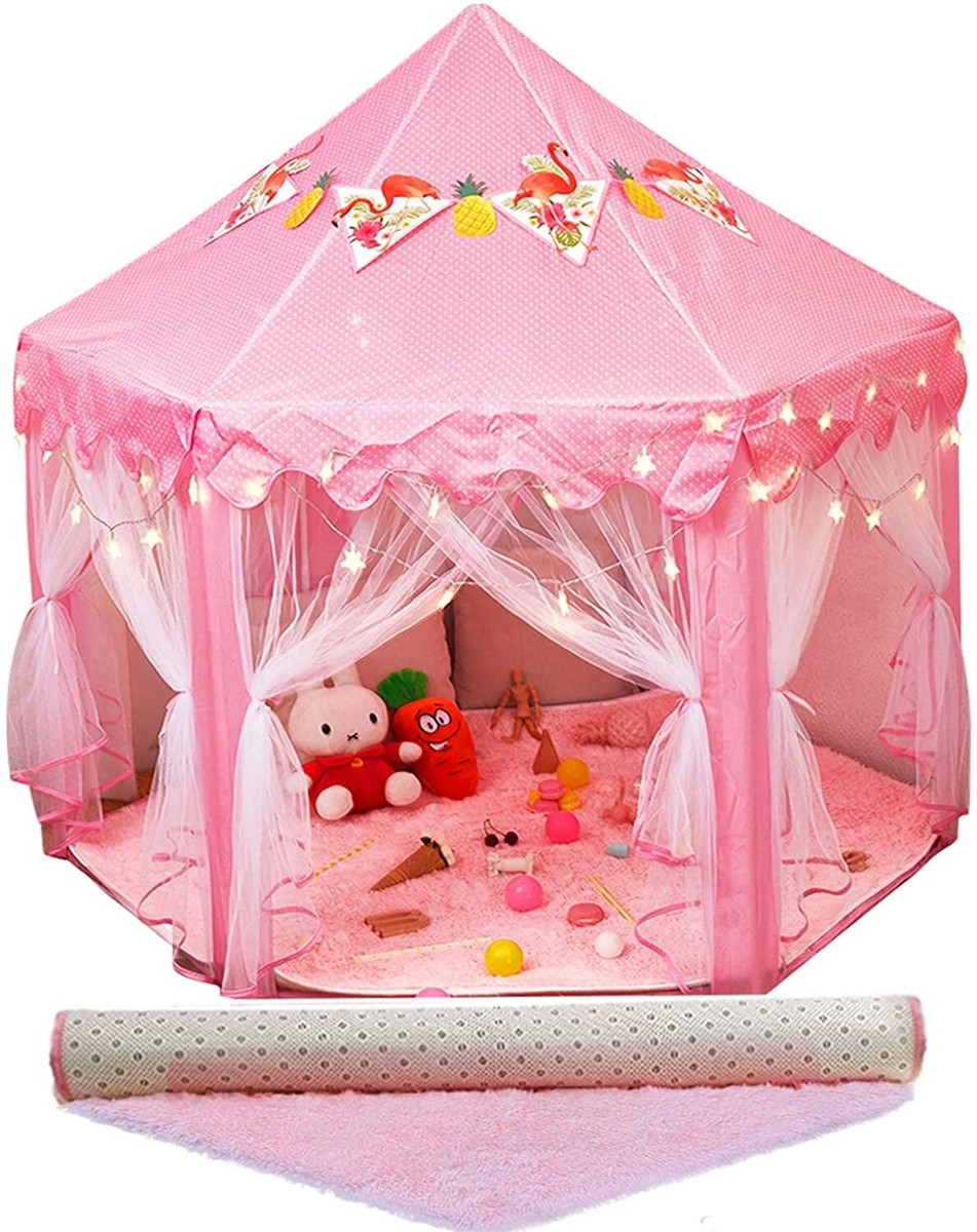 Enchanting Princess Castle Tent with Rug & Lights, Indoor/Outdoor