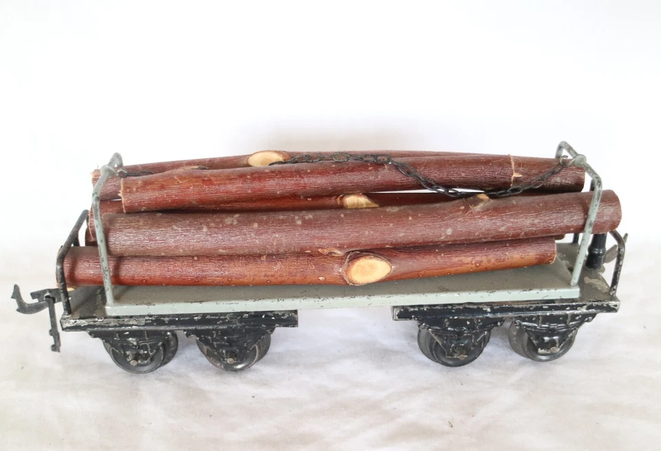 AC3285A: Vintage Bing O Gauge Stake / Bolster Wagon with Timber Load 14470/0 - Image 3 of 4