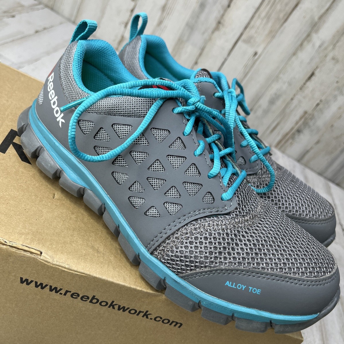 NEW REEBOK WORK men\'s sublime alloy safety toe shoes in blue/gray Reebok Men main image 3