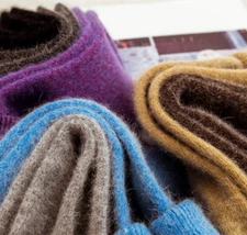 5 Pairs Wool Angora Fuzzy Thick Women Heavy Warm Colors Solid Crew Boots Socks 