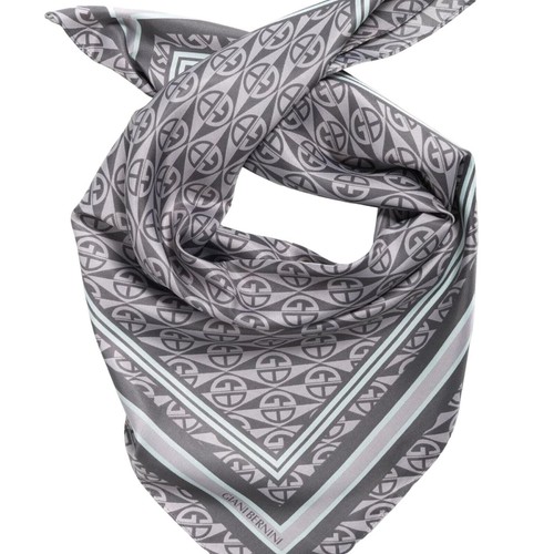 Giani Bernini Light Gray Bandana w/ Dark Gray & Teal Pattern, One Size, NWT! - Picture 2 of 5