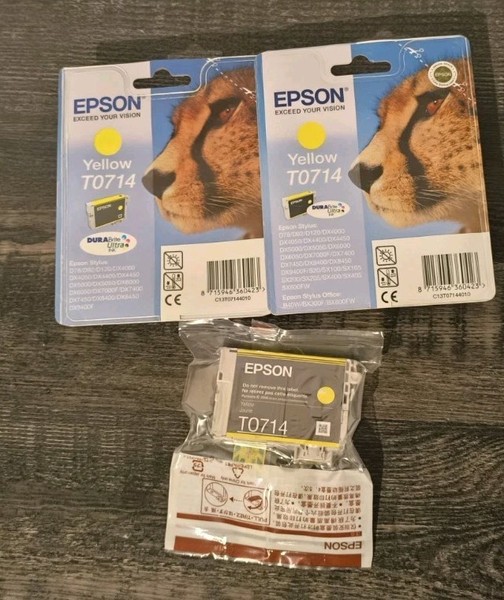 3X Epson T0714 Gelb Yellow Druckerpatrone Tintenpatrone Tinte Original-image
