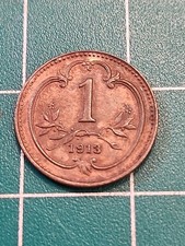 1913 Austria 1 Heller - High Grade - Hard Date - U.S. Seller - Item C67