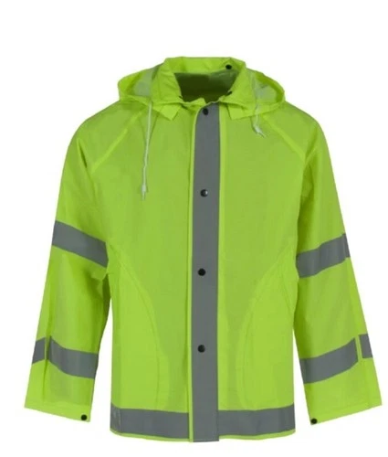 Neese 10182-01-1-HLI Economy Hi-Vis Lime Water Proof Jacket with Snap-On Hood XL - product listing photo
