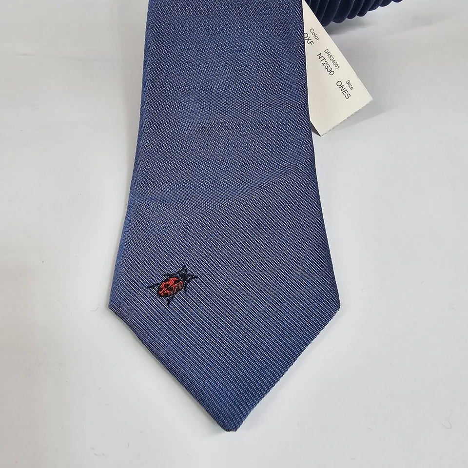 J Crew галстук мужской 100% шелк твердый синий галстук узкие ручной работы в США скрытый божья коровка - Изображение 2 из 4