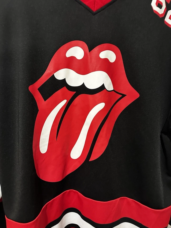 Rolling Stones Hockey Jersey Signature Tongue 62 Sewn 2017 Tour Mens L Stitched - Image 2 of 4